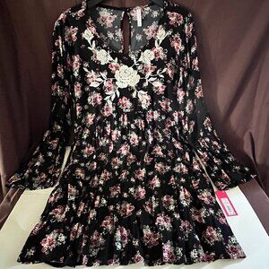 Bohemian Black Floral Dress - Size XXL